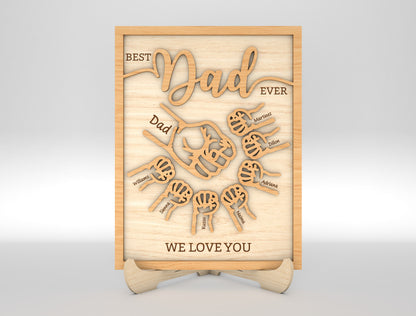 Personalized Dad Hands Multilayer SVG for Glowforge and xTool