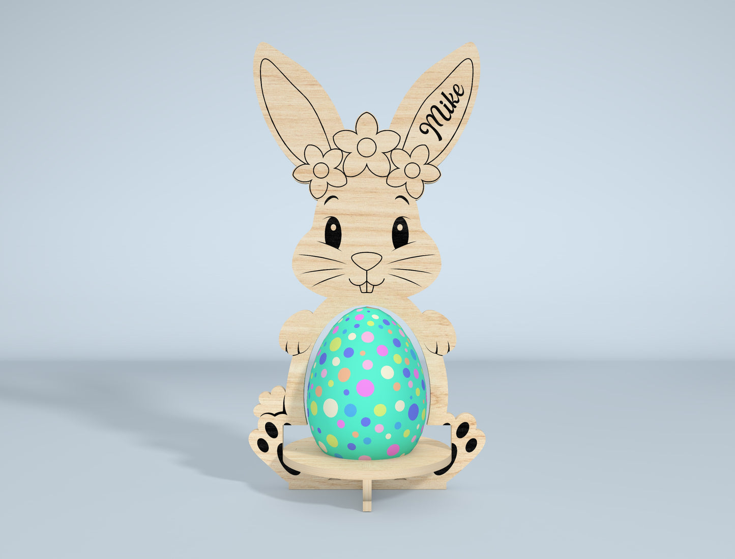 Personalized Bunny Egg Stand SVG Bundle 9 Designs for LightBurn and xTool