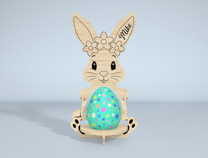 Personalized Bunny Egg Stand SVG Bundle 9 Designs for LightBurn and xTool