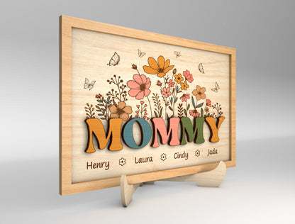 Personalized Mom Grandma Nana Floral Frame Sign SVG for Glowforge and LightBurn