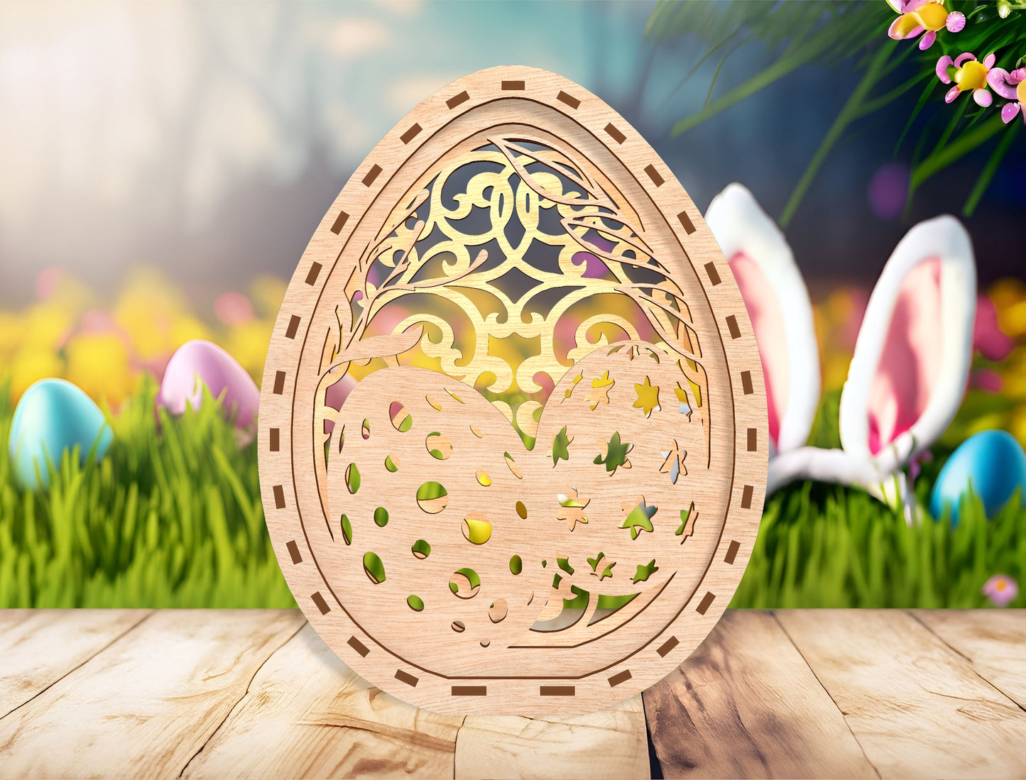 Easter Egg Floral Lantern SVG Spring Light Box for xTool and Glowforge