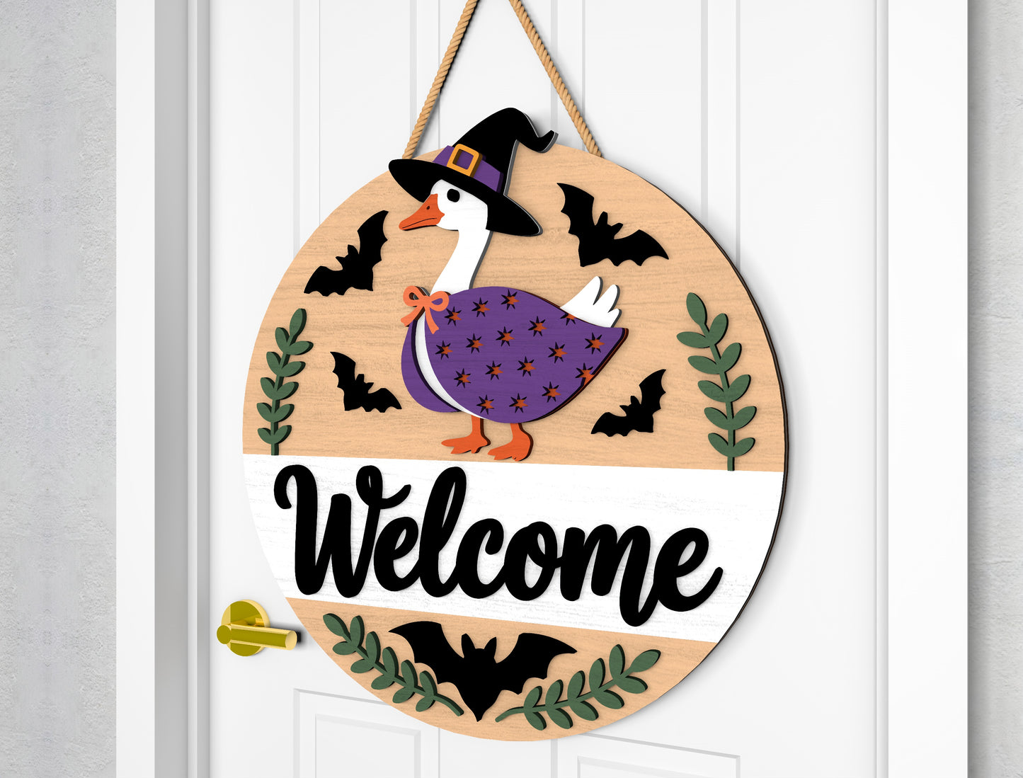 2 Owl Halloween Door Sign SVG Welcome Laser Cut Bundle for LightBurn