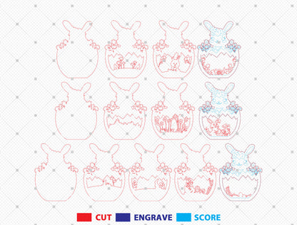 Easter Bunny Egg Multilayer Scene SVG Layered for xTool and Glowforge