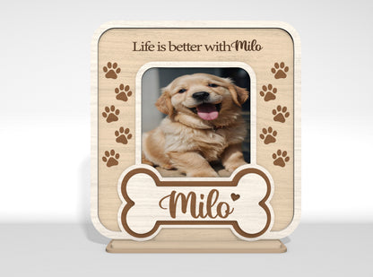 Dog Memorial Tabletop Sign SVG Bundle Pet Photo Frame Laser Cut File for Glowforge