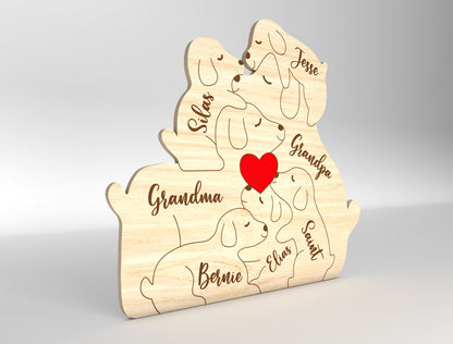 Personalized Dog Family Puzzle Sign SVG for xTool and Glowforge