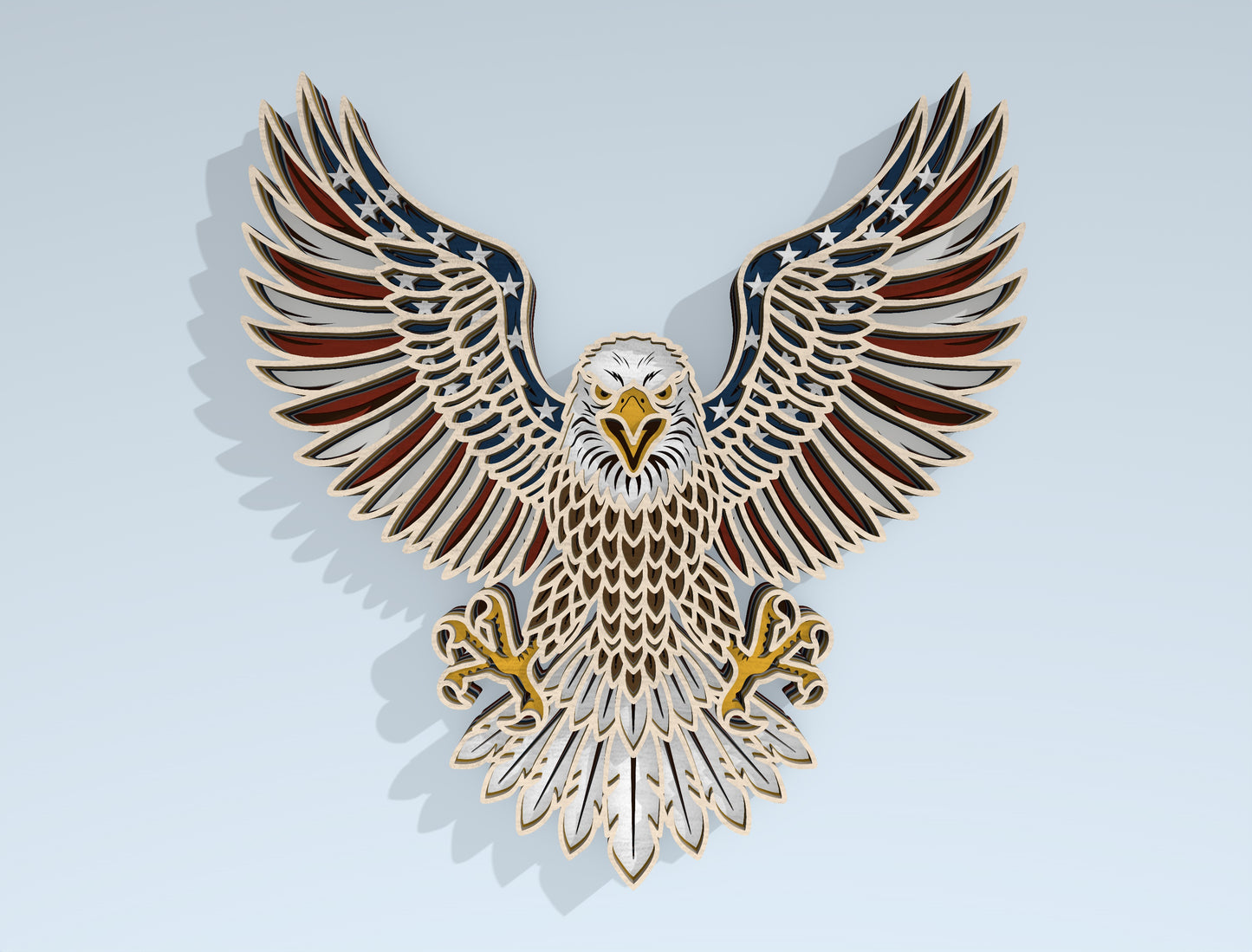 Patriotic Eagle Multilayer SVG Bundle Laser Cut File for Glowforge