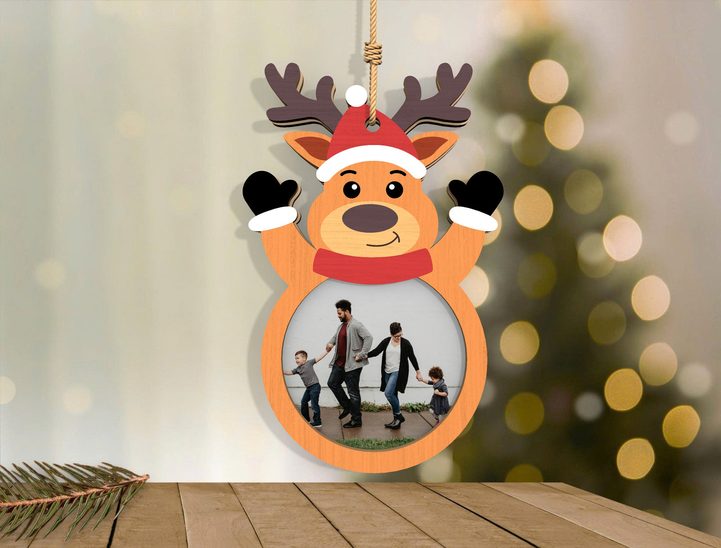 Christmas Photo Frame Ornaments Laser Cut File | Holiday Digital Download | Ready to Cut | Glowforge, xTool, LightBurn, etc.