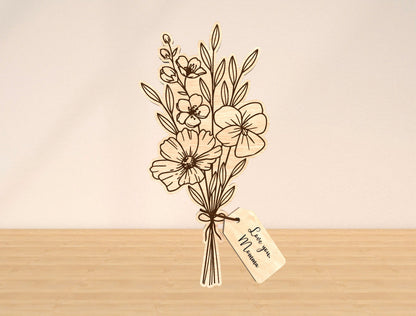 Flower Bouquet Sign SVG Bundle 10 Flowers 21 Tags for Glowforge and xTool