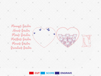 Personalized Flower Heart Family Name Sign SVG for Glowforge and xTool