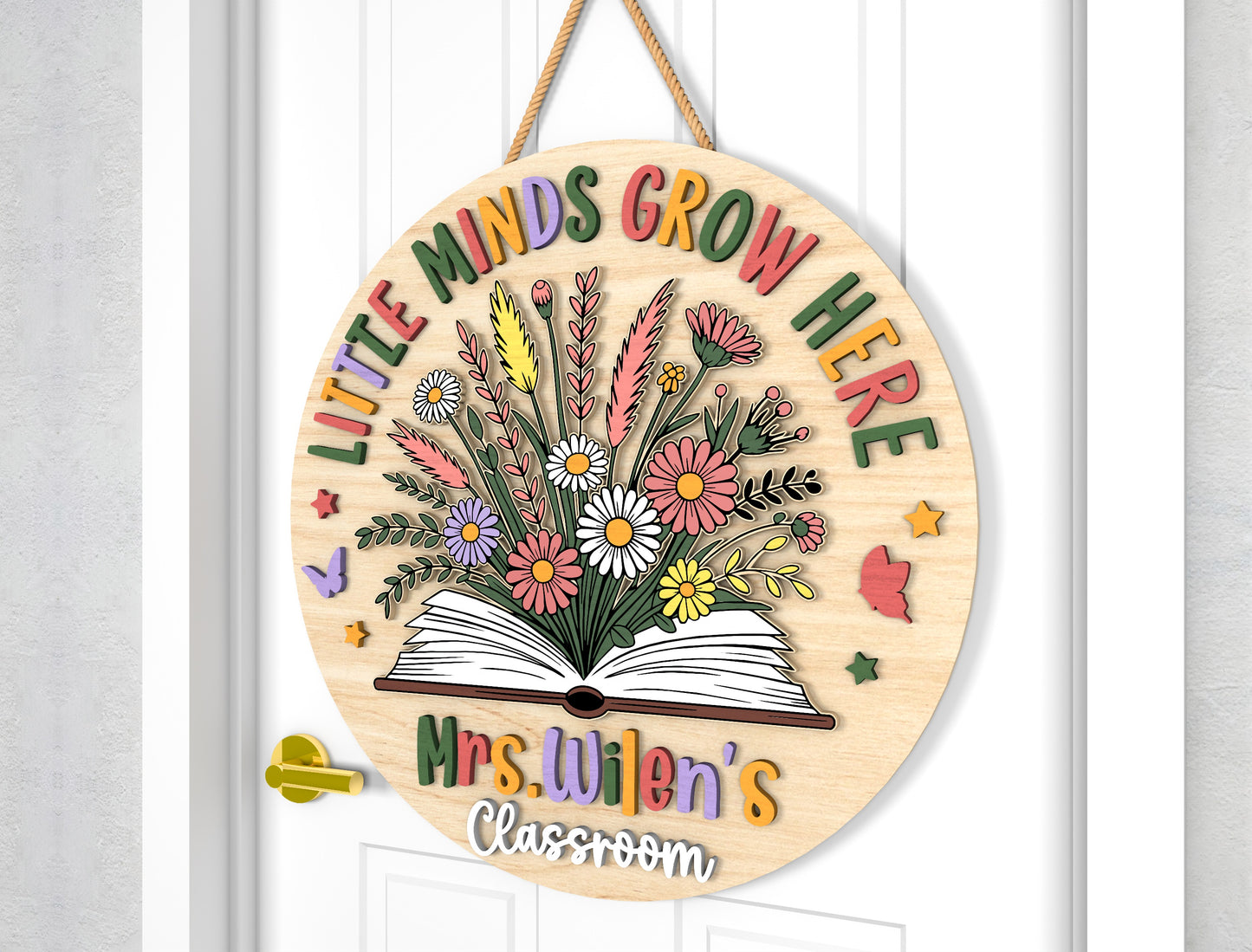Little Minds Grow Here Door Hanger SVG for Glowforge and xTool Users