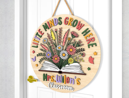 Little Minds Grow Here Door Hanger SVG for Glowforge and xTool Users
