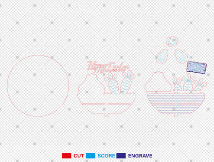 Cute Bunny Easter Door Hanger SVG Carrot Crate Decor for LightBurn and xTool