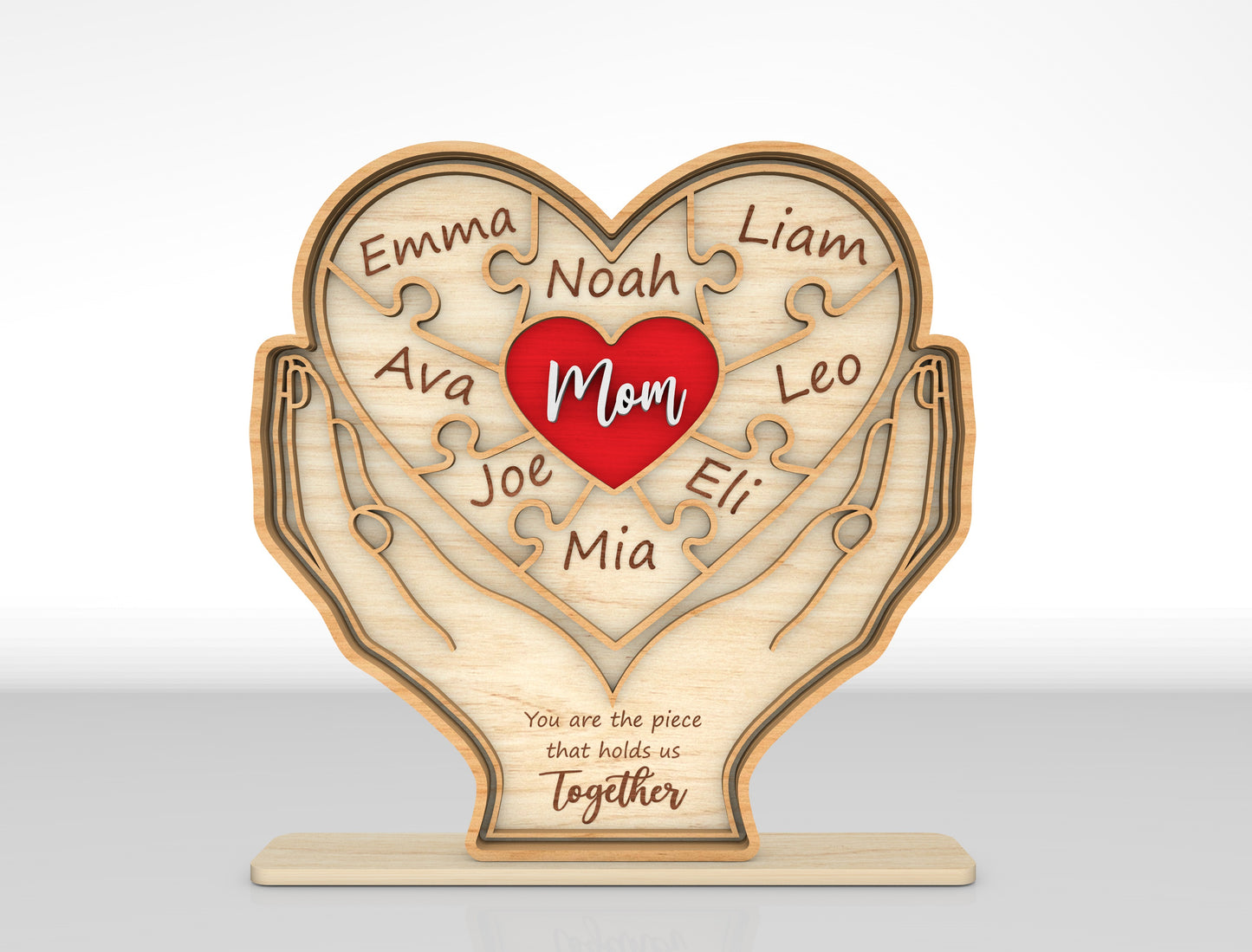 Family Hands Custom Name Sign SVG for xTool and LightBurn