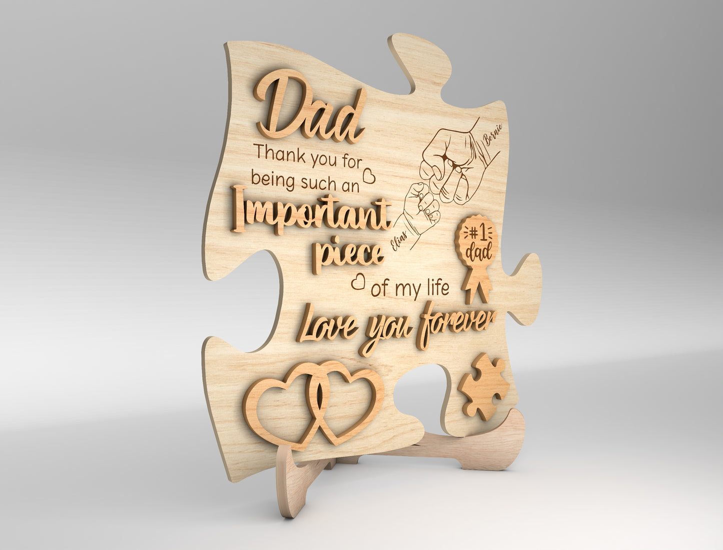 Dad Heart Puzzle Map Sign SVG Laser Cut File for Glowforge and LightBurn