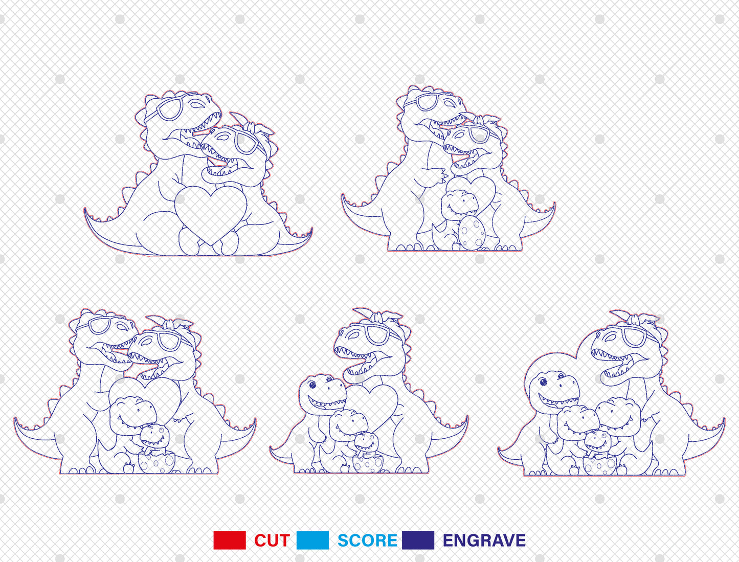 Personalized Dinosaur Family Puzzle SVG for Glowforge and xTool