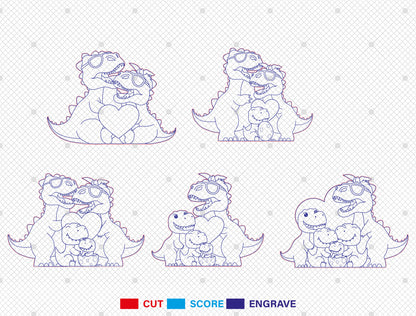 Personalized Dinosaur Family Puzzle SVG for Glowforge and xTool