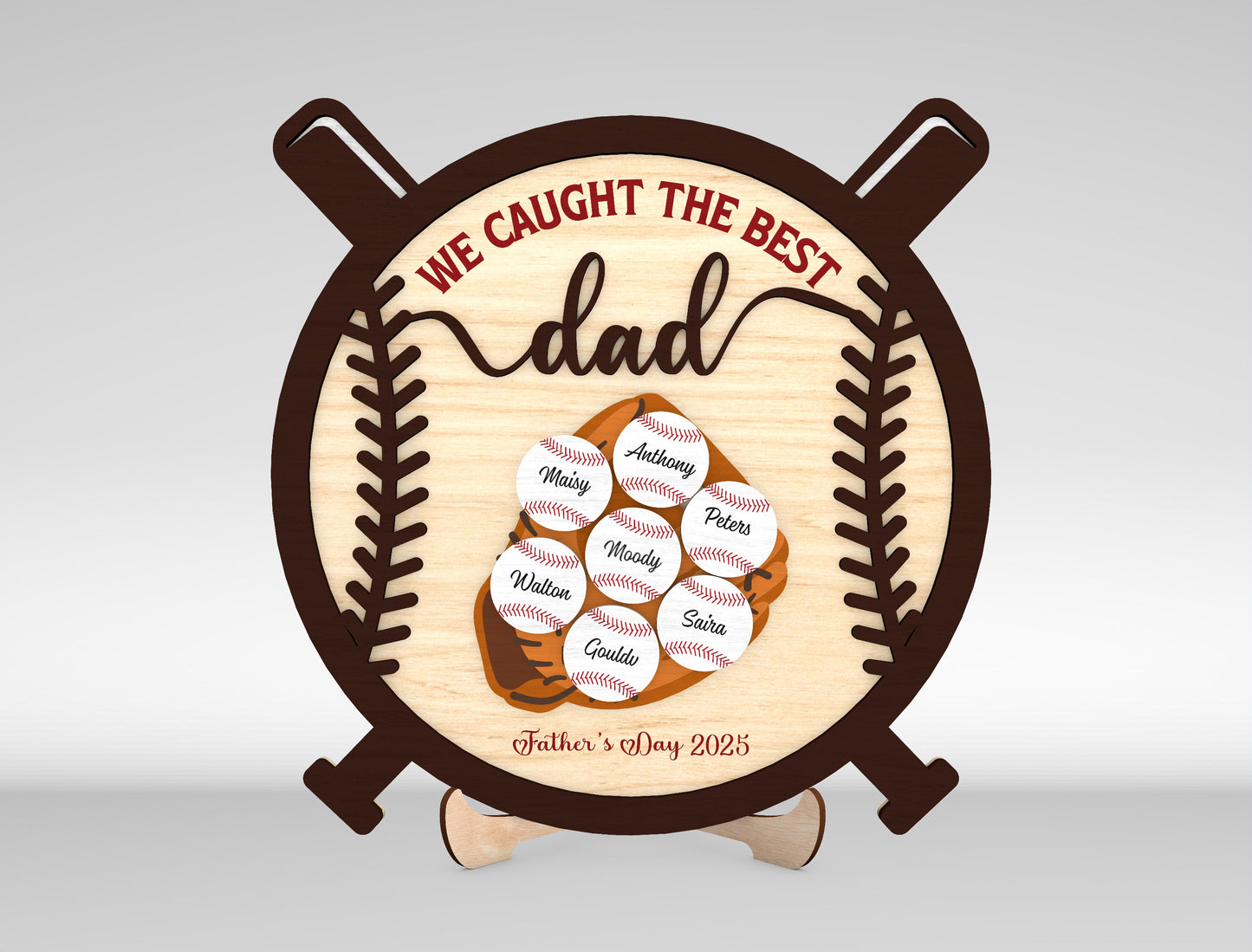 Personalized Baseball Dad Sign SVG Laser Cut File for Glowforge and xTool