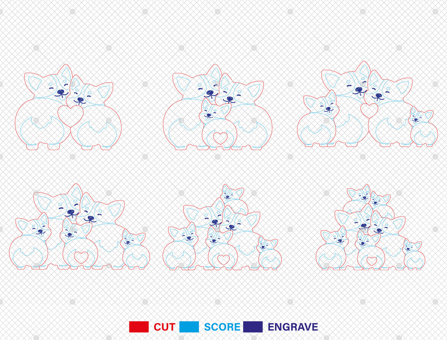 Personalized Family Corgi Puzzle SVG for xTool and Glowforge