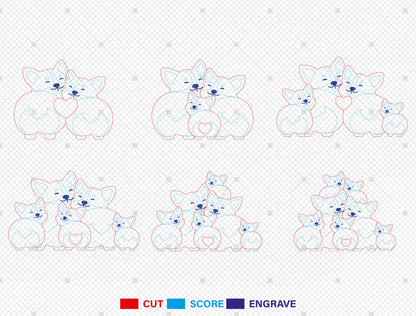 Personalized Family Corgi Puzzle SVG for xTool and Glowforge