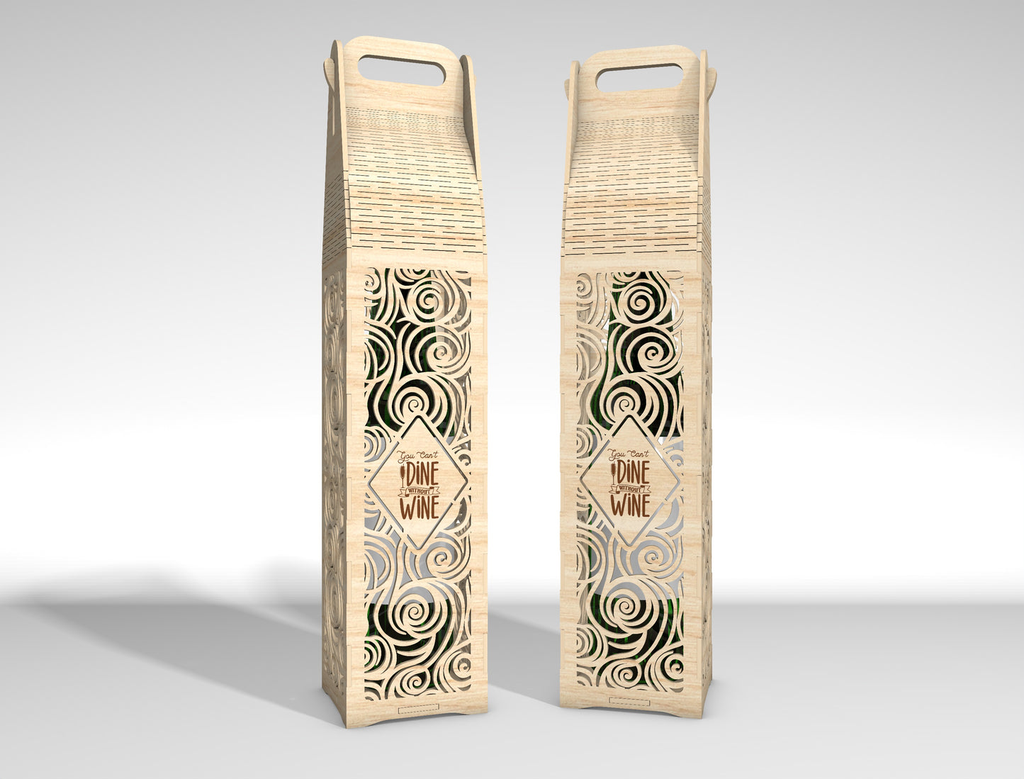 Wine Bottle Gift Box SVG Laser Cut File for Glowforge and LightBurn