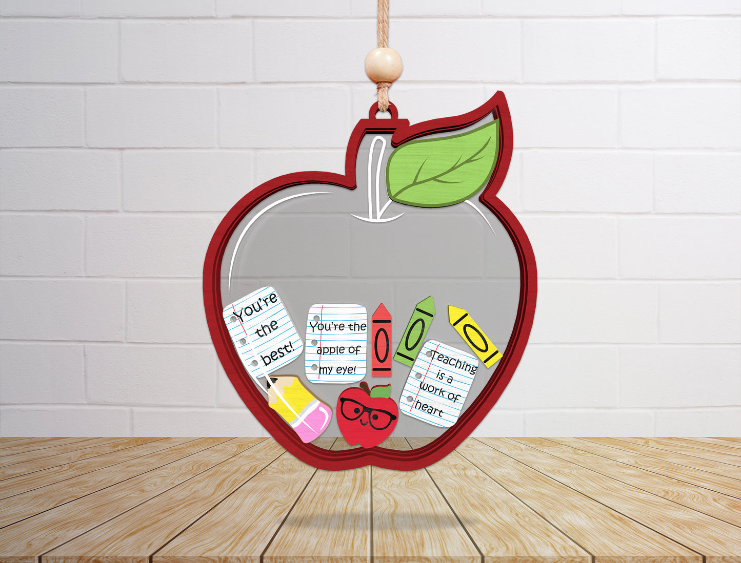Teacher Shaker Ornament SVG Laser Cut File for Glowforge and xTool