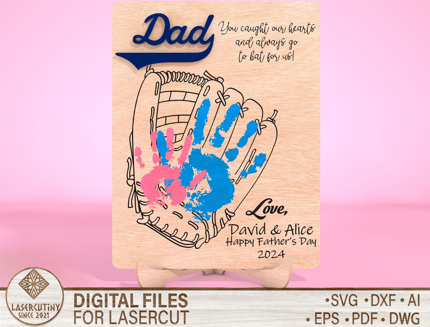 Personalized Handprint Dad Sign SVG Laser Cut File for Glowforge