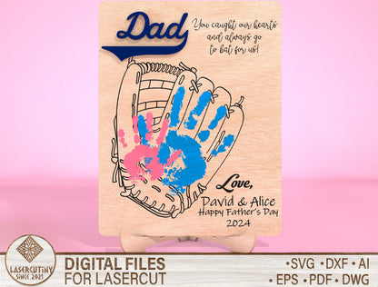 Personalized Handprint Dad Sign SVG Laser Cut File for Glowforge