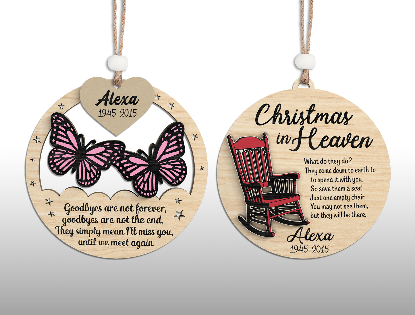 Personalized Memorial Ornament SVG Bundle Laser Cut File for Glowforge and xTool