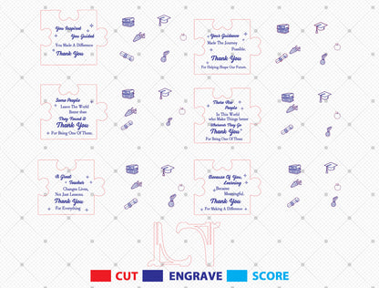 Teacher Thank You Puzzle Sign SVG Laser Cut File for xTool and Glowforge