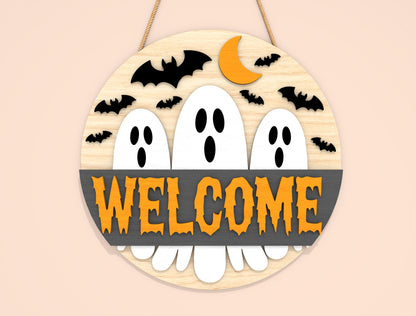 Halloween Ghost Door Hanger SVG Bundle for Glowforge LightBurn
