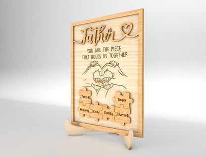 Personalized Dad Puzzle Hands SVG Laser Cut File for Glowforge