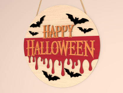 Happy Halloween Door Hanger SVG Set for Glowforge xTool LightBurn