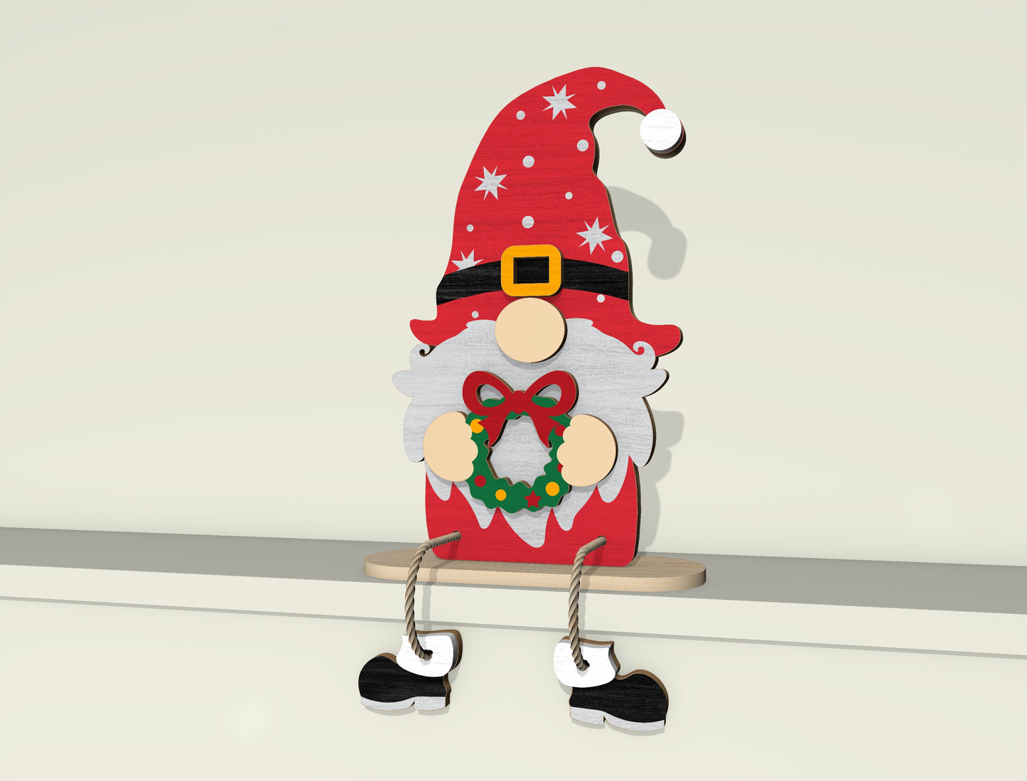 Christmas Gnome Shelf Sitter Laser Cut File | Ready to Cut | Glowforge, xTool, LightBurn, etc.