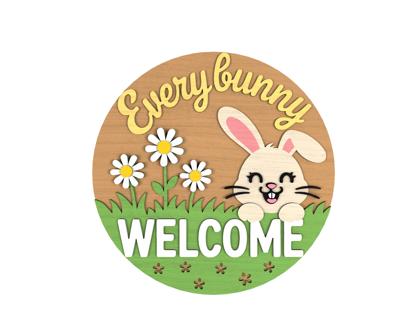 Easter Door Hanger SVG Bunny Carrot Patch Round Sign for Glowforge and xTool