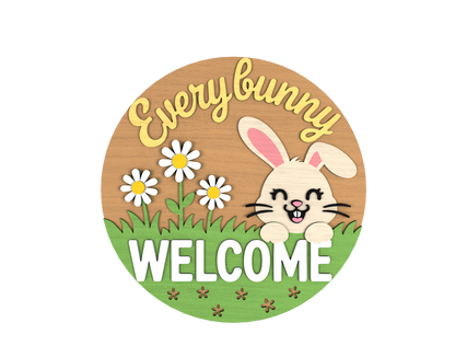 Easter Door Hanger SVG Bunny Carrot Patch Round Sign for Glowforge and xTool