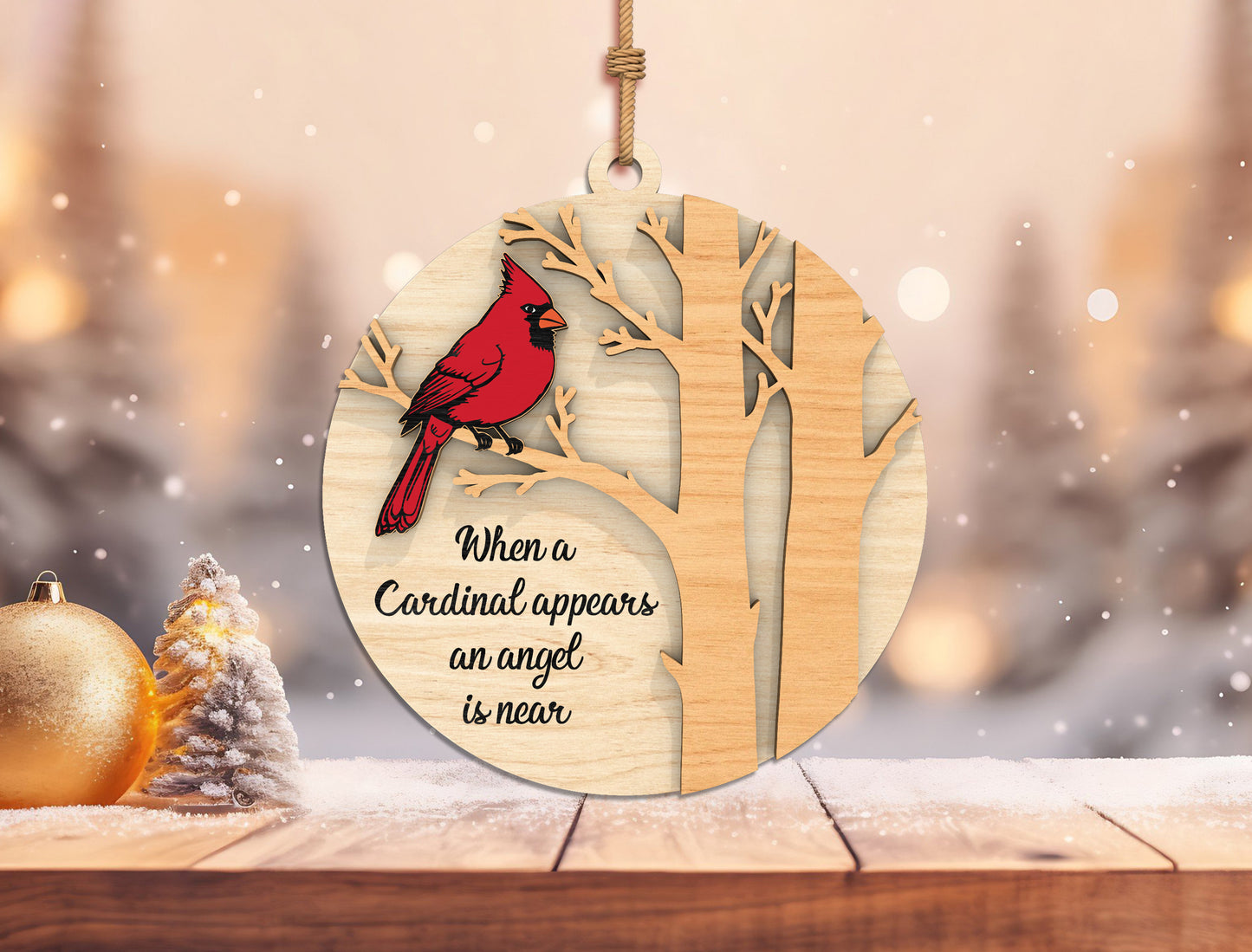 Red Cardinal Memorial Ornament SVG Bundle for Glowforge Users