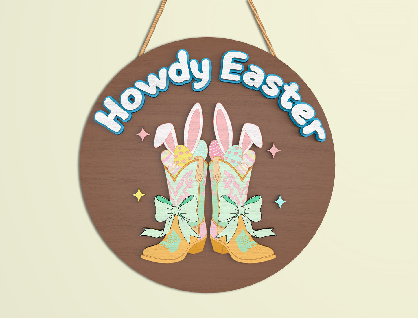 Easter Bunny Door Sign SVG Bundle Cute Bunny Quote for LightBurn