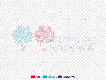 Personalized Rose Bouquet Flower Holder SVG Laser Cut File for xTool and Glowforge
