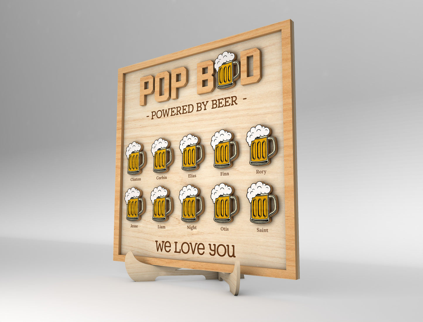 Grandpa Powered by Beer Sign SVG Laser Cut File for Glowforge and xTool
