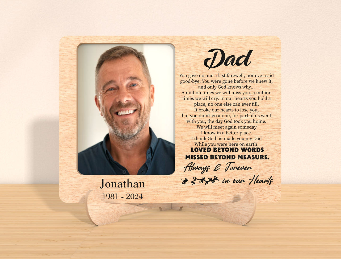 Memorial Photo Tabletop Sign SVG Personalized Laser Cut File  for LightBurn and Glowforge