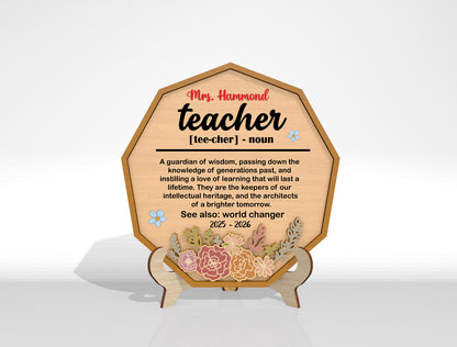 Personalized Teacher Appreciation Plaque SVG Bundle Laser Cut File for Glowforge and xTool