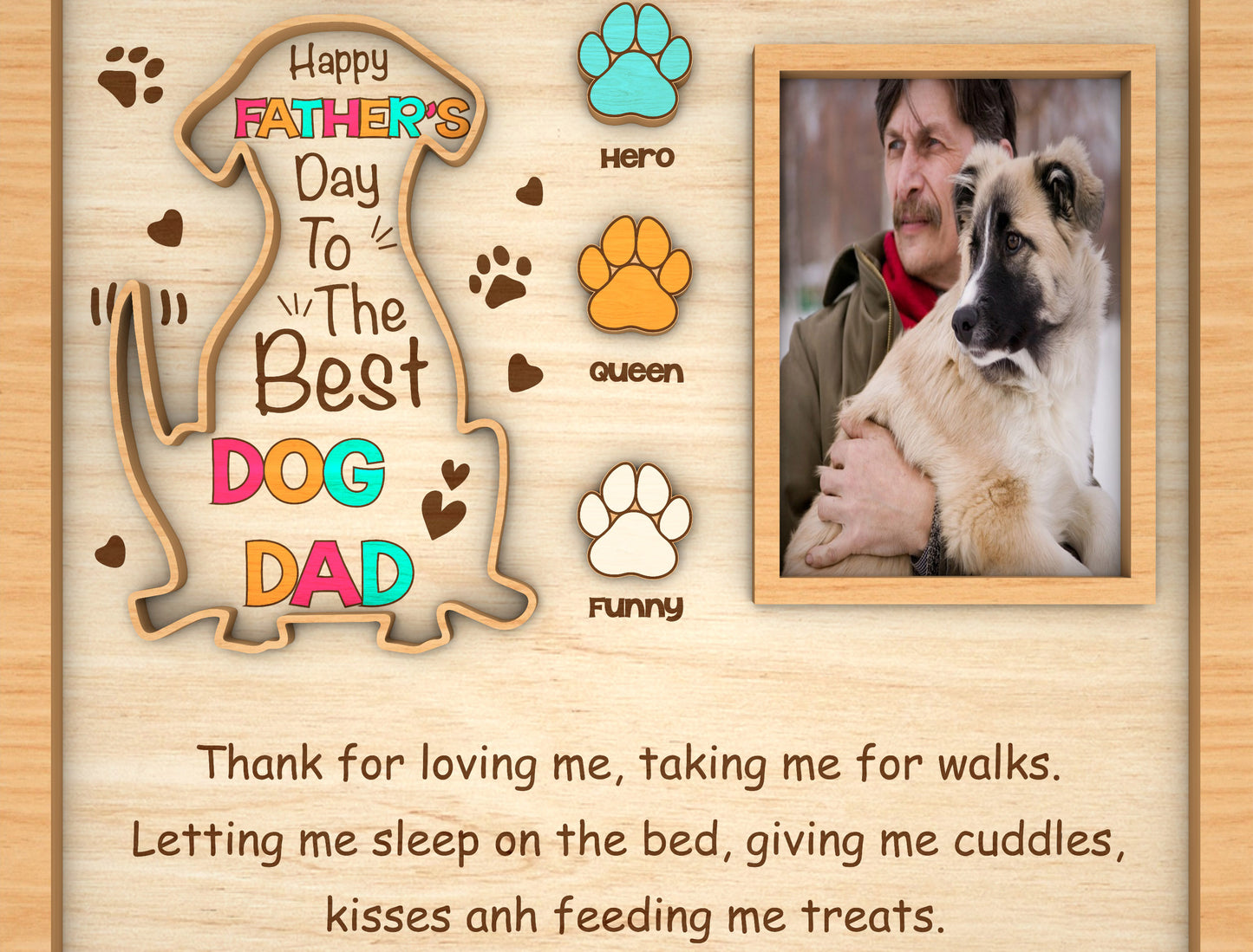 Best Dog Dad Ever Photo Frame SVG Laser Cut File for Glowforge and xTool