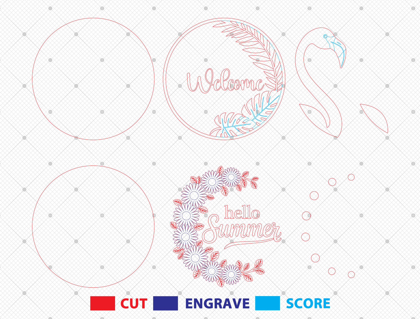 “Sweet Summertime” Summer Door Sign Bundle SVG for Glowforge and xTool