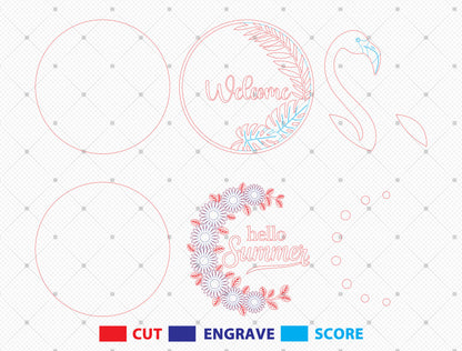 “Sweet Summertime” Summer Door Sign Bundle SVG for Glowforge and xTool