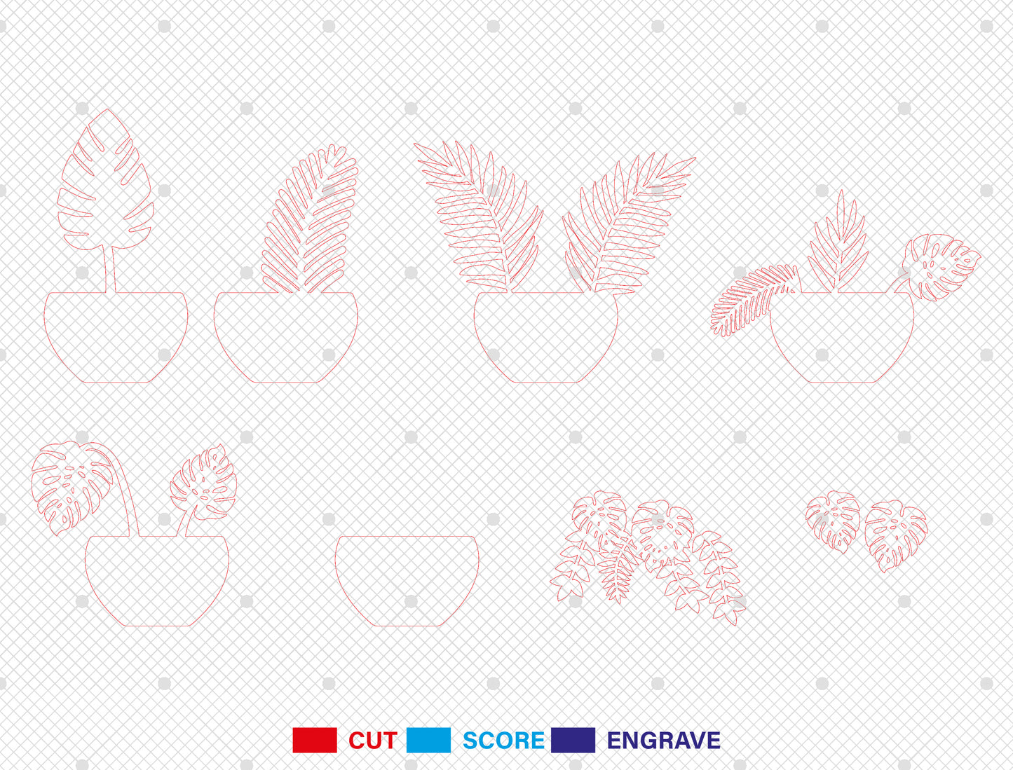 Multilayer Tropical Plant SVG Laser Cut File for Glowforge and LightBurn