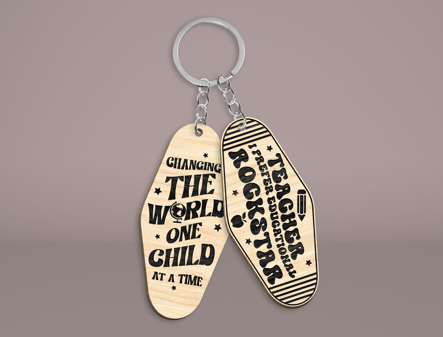 Teacher Motel Keychain SVG Bundle Laser Cut File for xTool and Glowforge