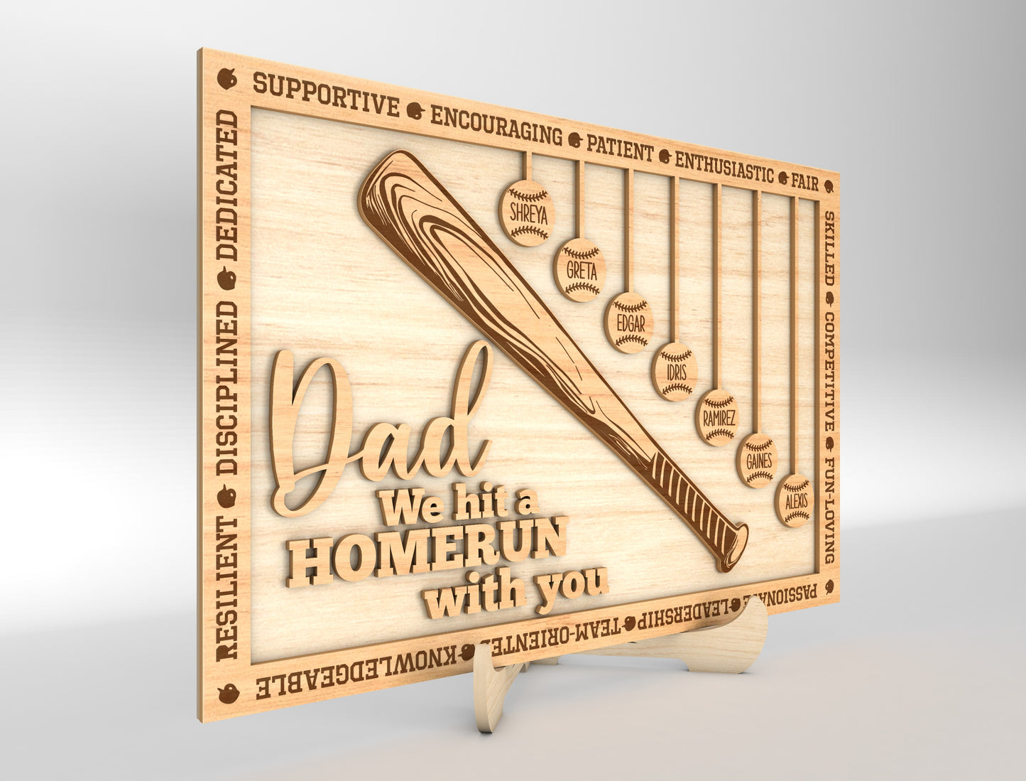 "Daddy We Hit A Home Run With You" Baseball Trophy Sign SVG for Glowforge and xTool