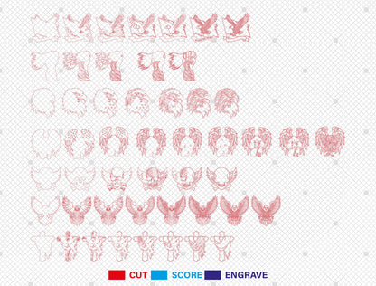 Patriotic Eagle Multilayer SVG Bundle Laser Cut File for Glowforge