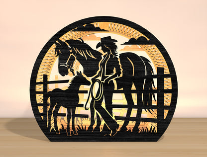 Cowboy Western Lantern SVG Bundle for Glowforge xTool Laser Cut File