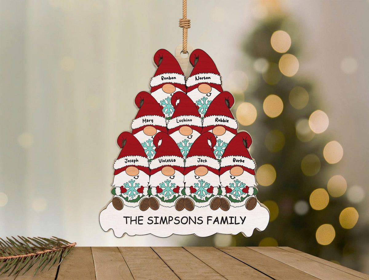 Personalized Gnome Family Christmas Tree Ornament SVG Bundle 9